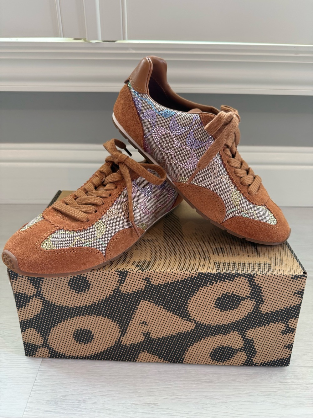 COACH Rainbow Crystal & Suede Sneakers